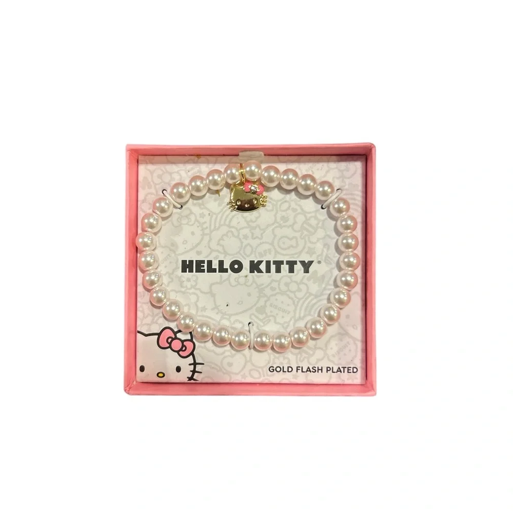 Hello Kitty Gold and White Pearl Bracelet